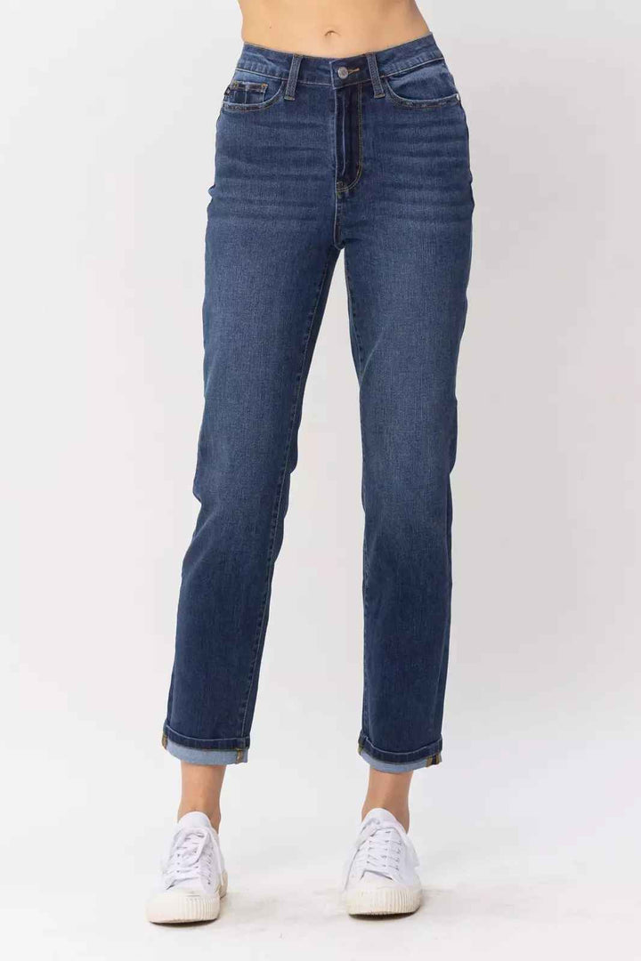 Kenzie Cuffed High Waist Boyfriend Cool Denim Jean