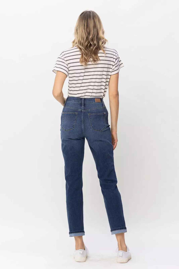 Kenzie Cuffed High Waist Boyfriend Cool Denim Jean