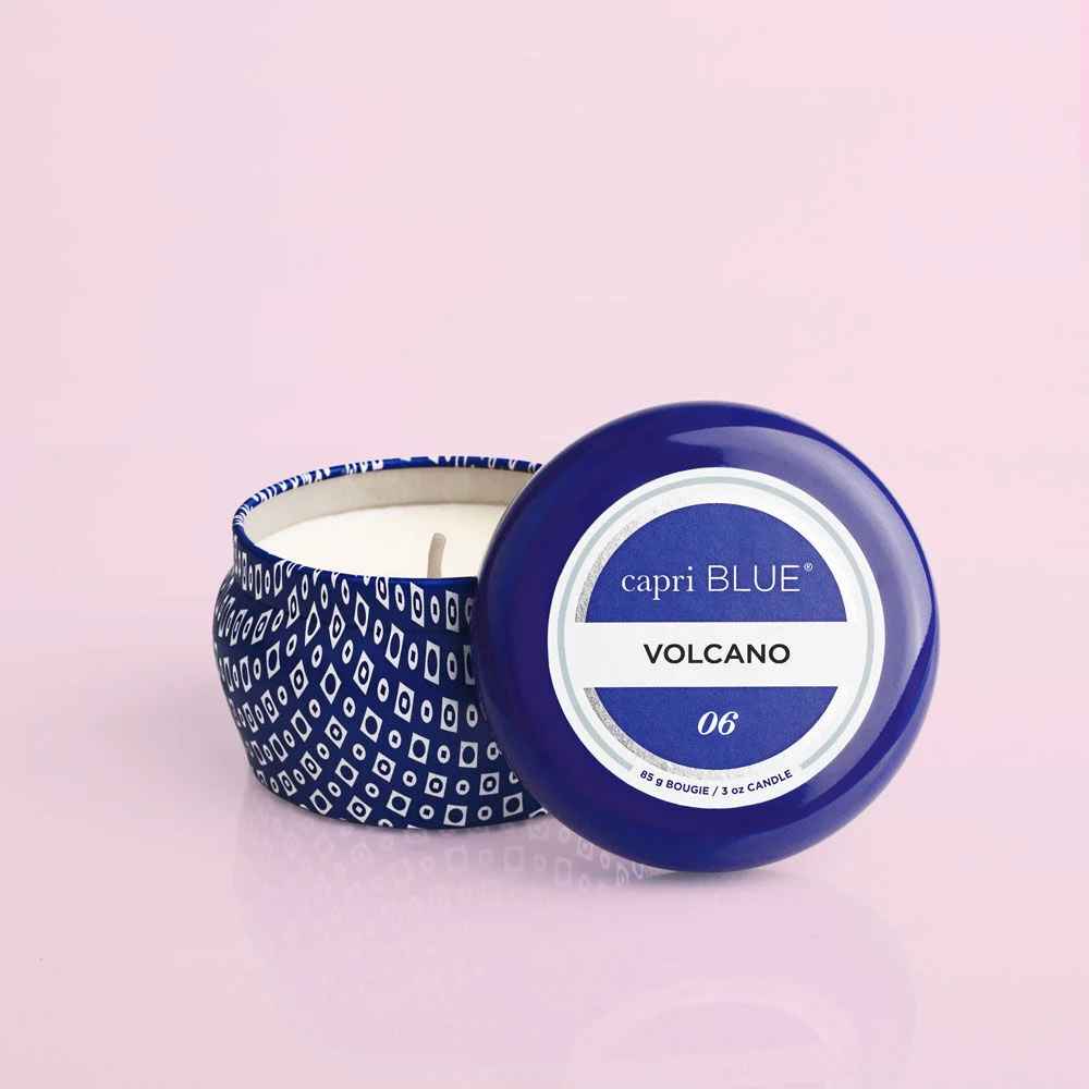 Volcano 3 Oz Blue Tiles Mini Travel Tin Candle