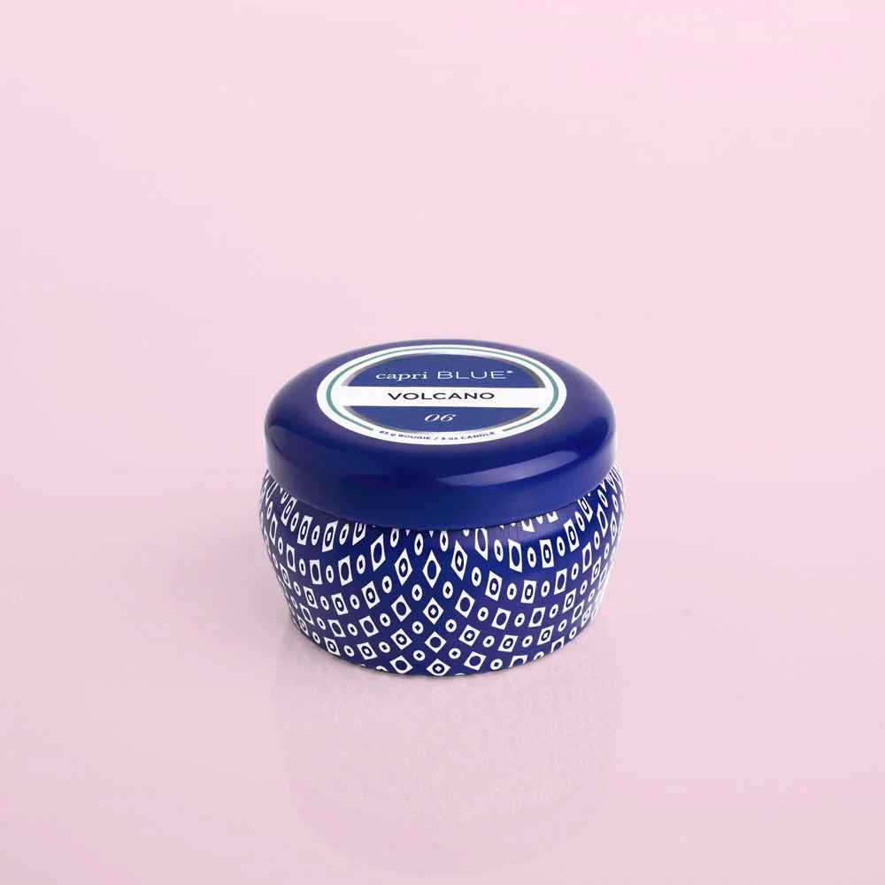 Volcano 3 Oz Blue Tiles Mini Travel Tin Candle
