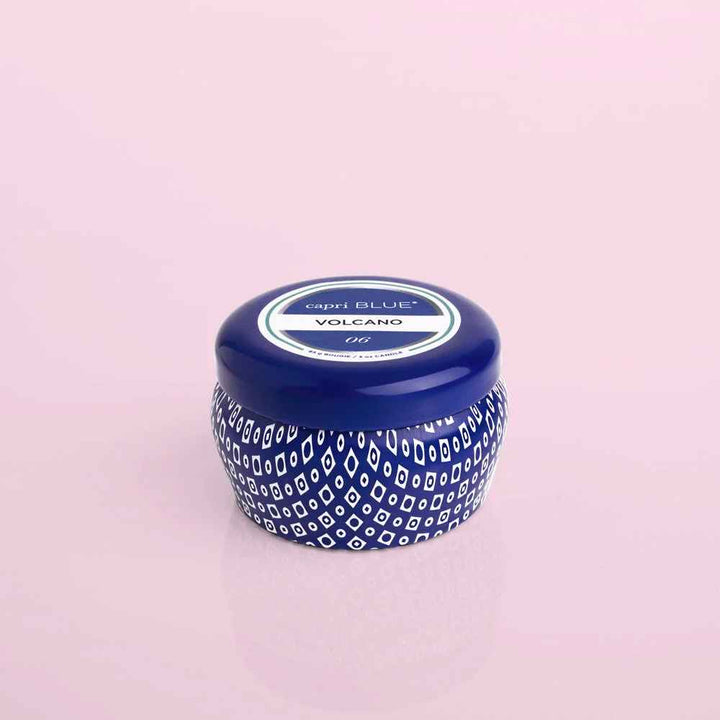 Volcano 3 Oz Blue Tiles Mini Travel Tin Candle