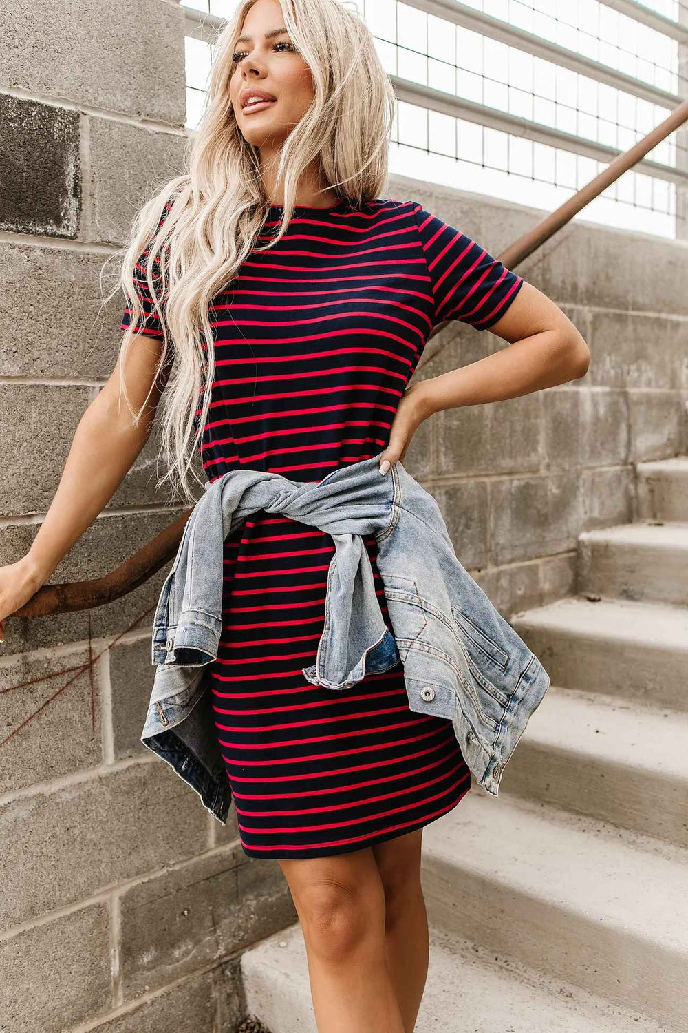 Party In The Usa Ollie Stripe Knit Dress
