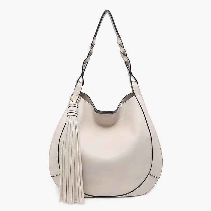 ELOISE GREIGE TASSEL HOBO BAG