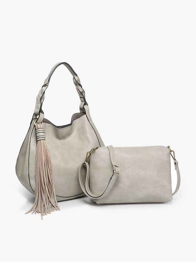 ELOISE GREIGE TASSEL HOBO BAG