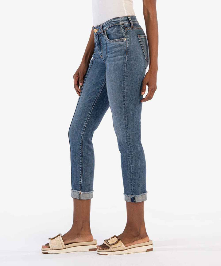 Amy Crop Straight Leg With Pin Tuck-Roll Up Jeans