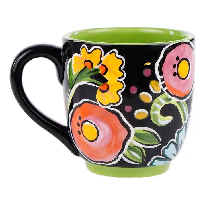 BLACK FLORAL MUG