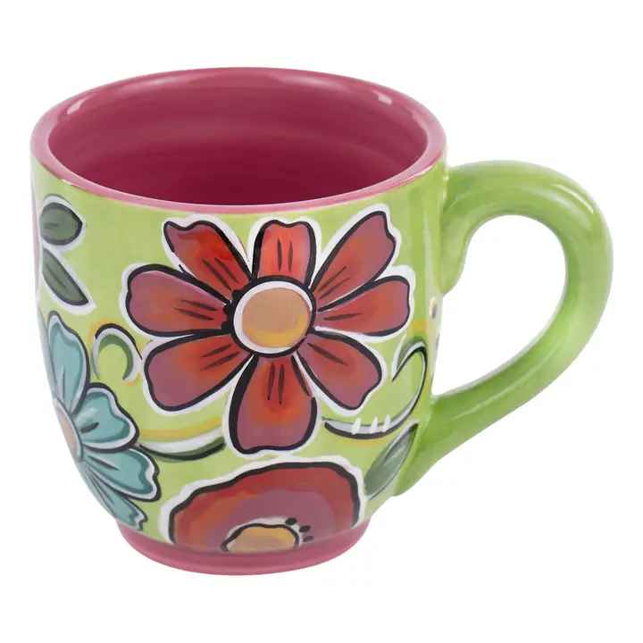 GREEN FLORAL MUG