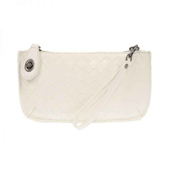 White Wide Woven Wristlet Crossbody