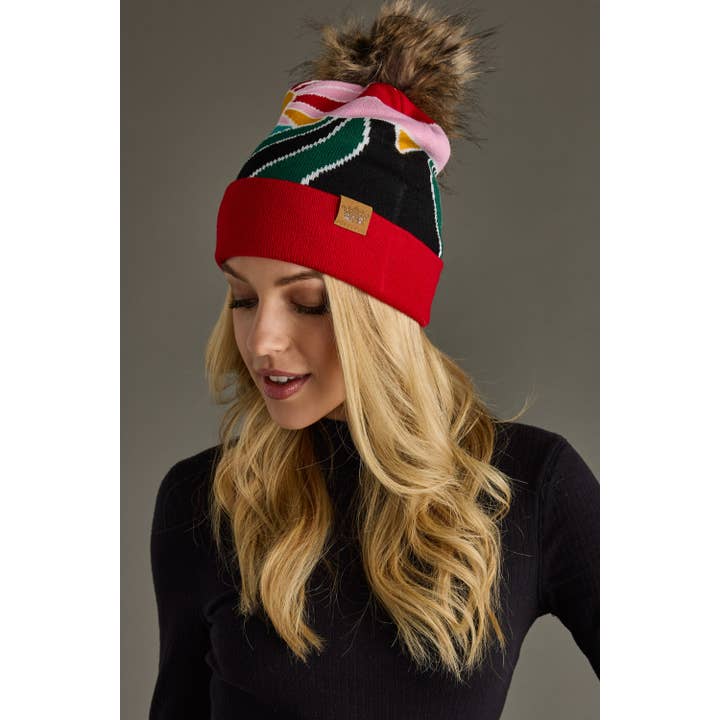 RED SUNRISE LANDSCAPE POM HAT
