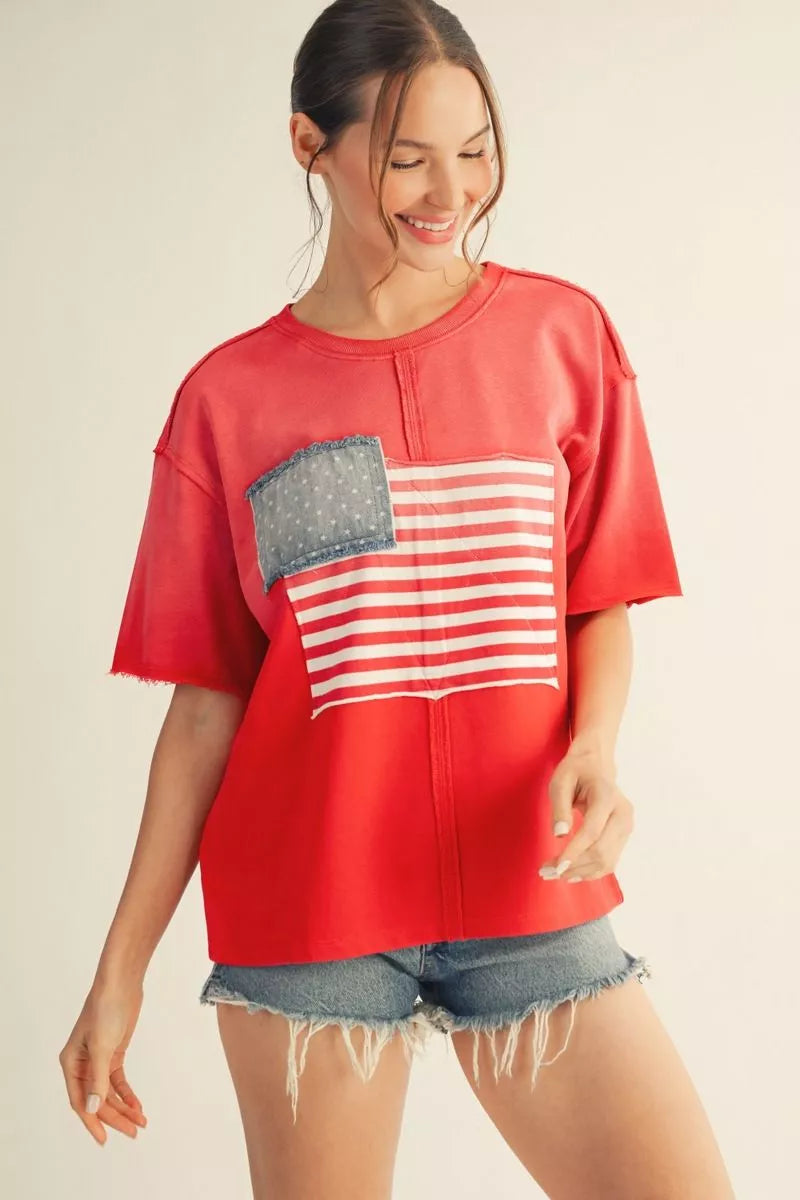 OLD GLORY RED VINTAGE FLAG TOP

