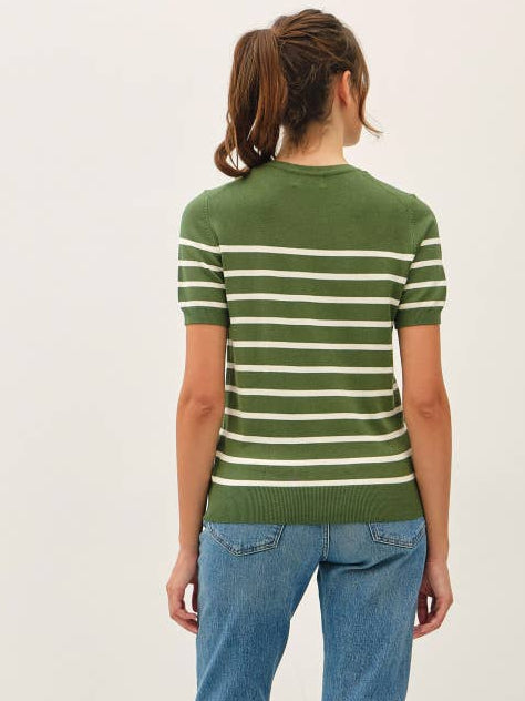 VIOLA PINE STRIPE SHORT SLEEVE SWEATER