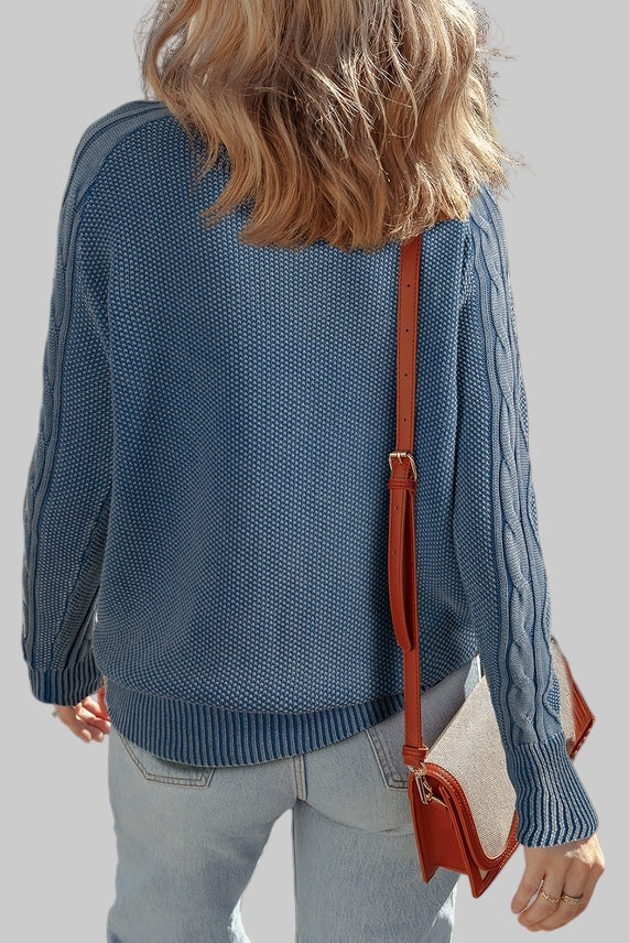 MOXI INDIGO TWIST CABLE SWEATER
