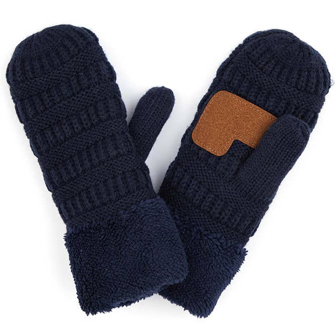 NAVY ALPINE CABLE MITTENS