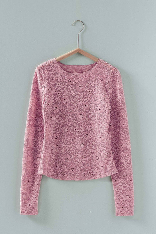 BALLET PINK FLORAL LACE TOP

