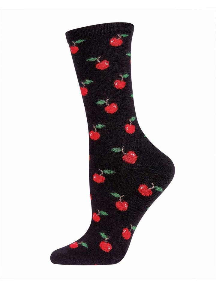 CHERRY ON TOP CASHMERE BLEND CREW SOCKS
