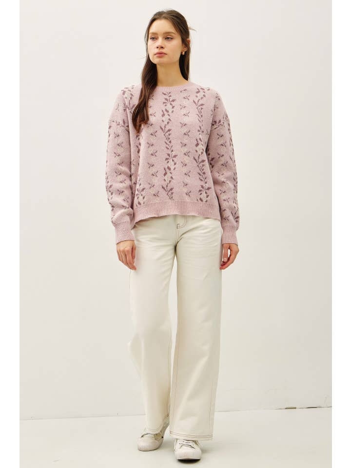 BLUSH FLORAL JACQUARD SWEATER