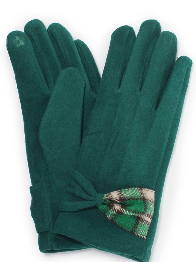 GREEN BOW PLAID GLOVES