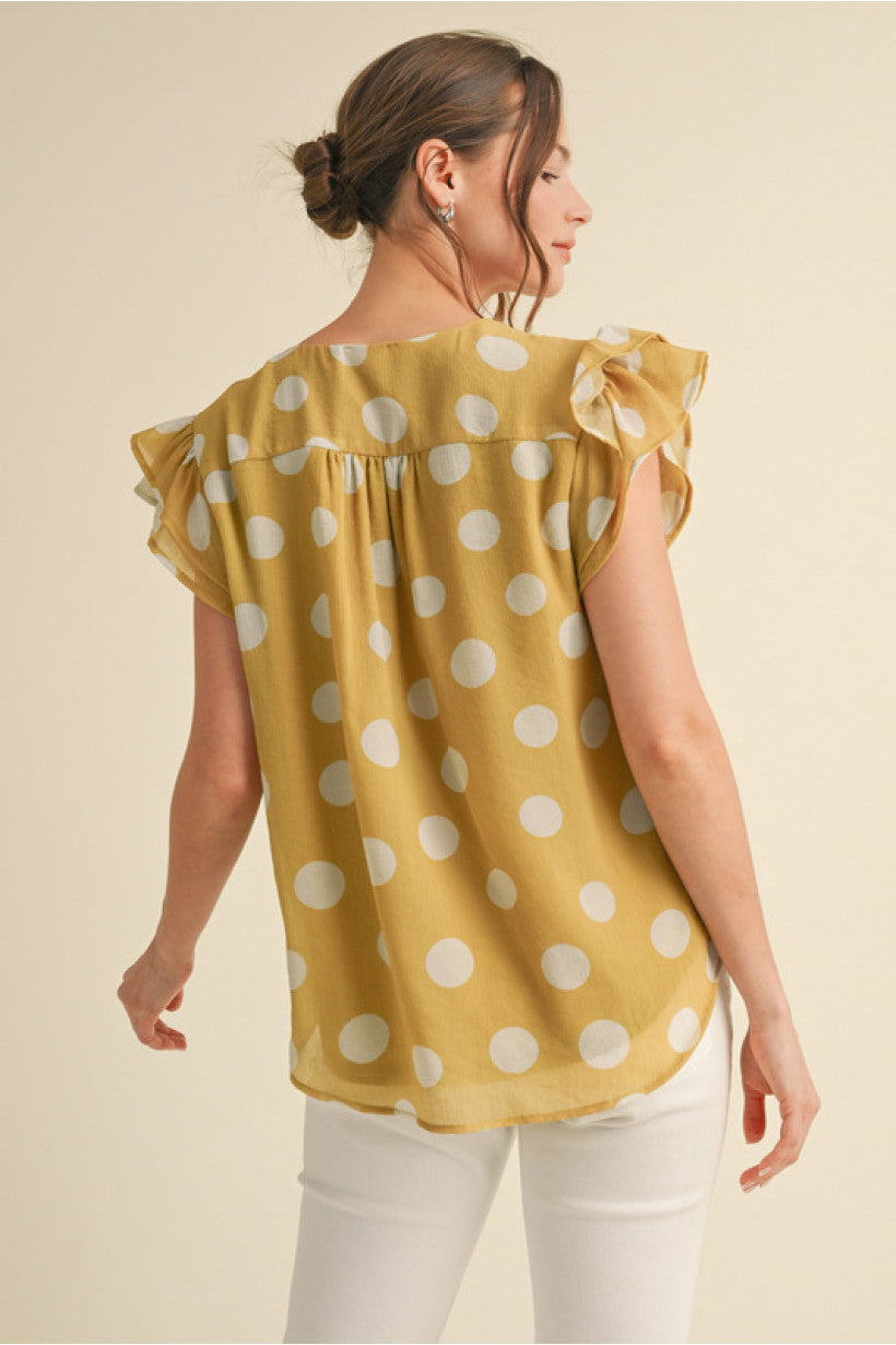 GOLDEN MOMENTS RUFFLE SLEEVE TOP