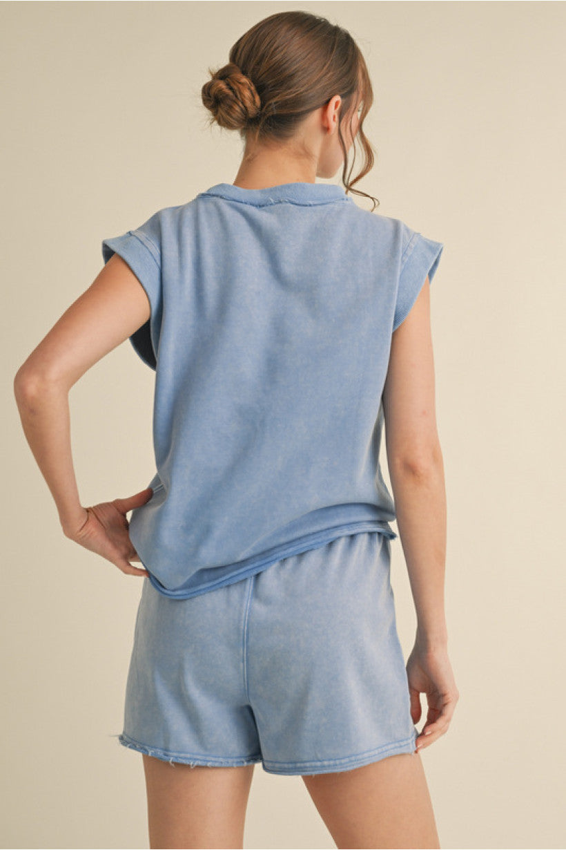 DENIM BLUE KNIT 2 PIECE SUMMER SET