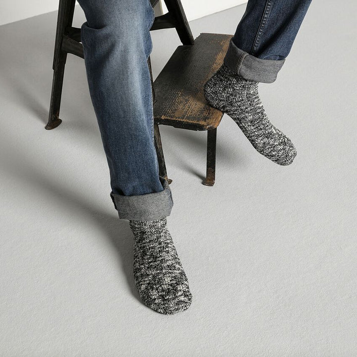 MENS BLACK/GRAY COTTON SLUB SOCKS