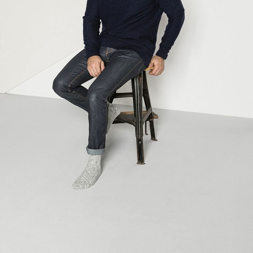 MENS GRAY WHITE COTTON SLUB SOCKS