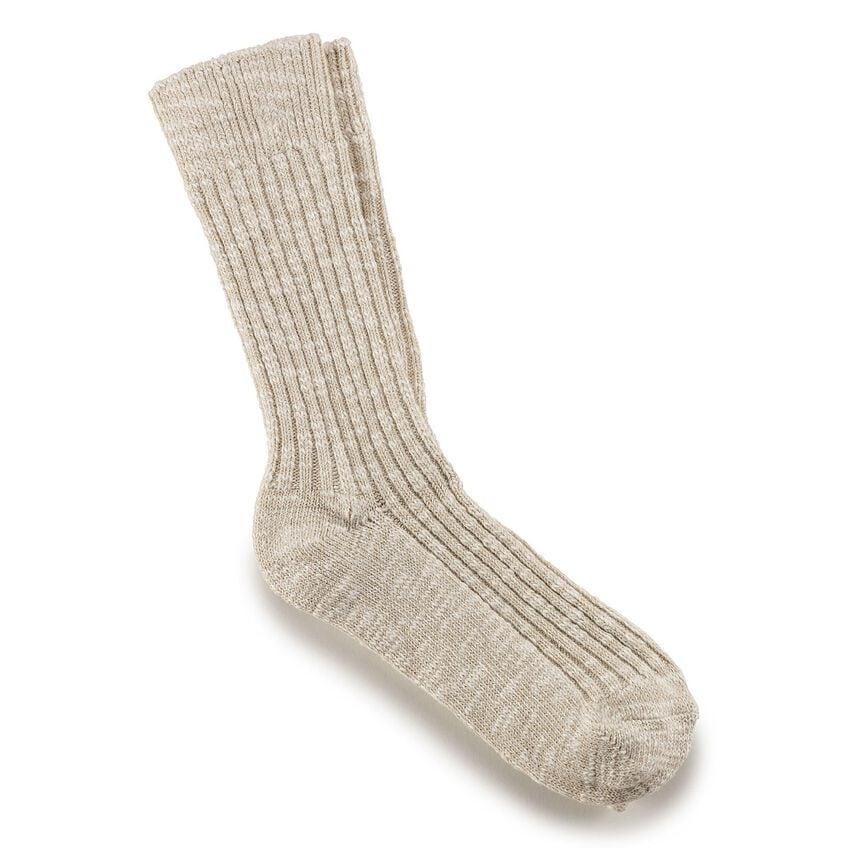 MENS BEIGE/WHITE COTTON SLUB SOCKS
