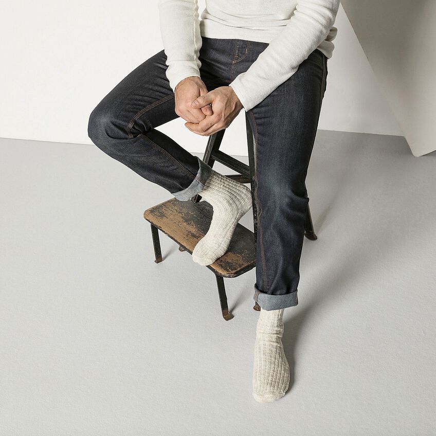 MENS BEIGE/WHITE COTTON SLUB SOCKS
