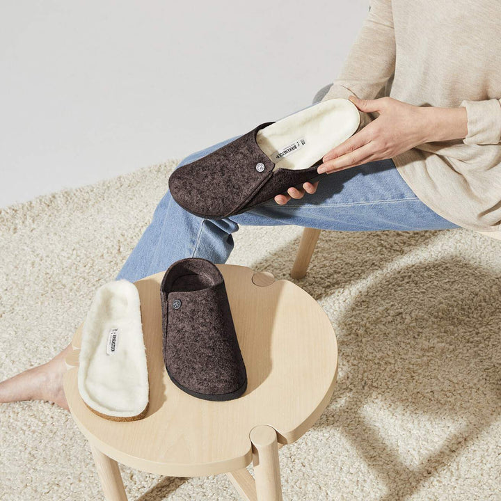 ZERMATT MOCHA SEARLING FELT SLIPPER