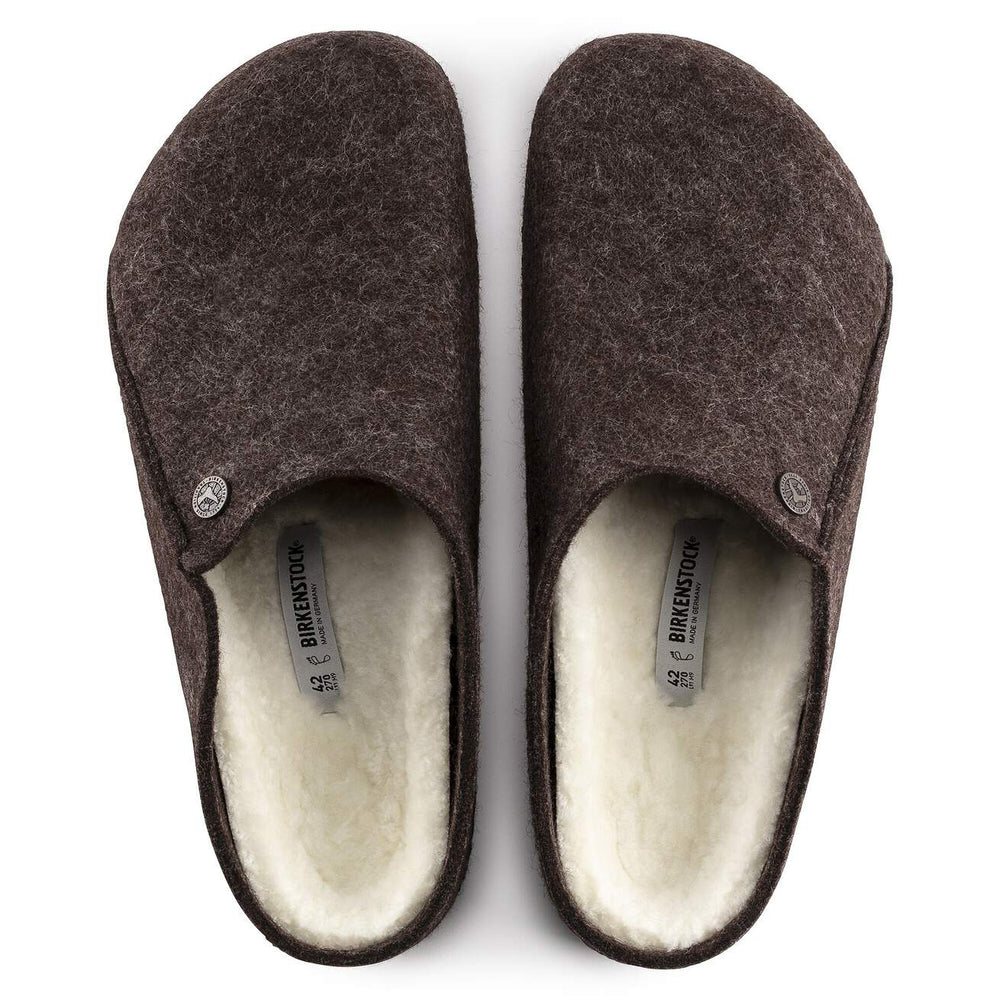 ZERMATT MOCHA WOOL SHEARLING SLIPPERS
