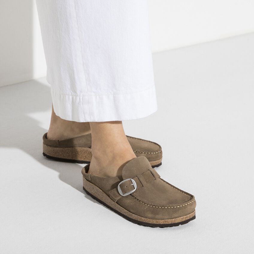 BUCKLEY GREY TAUPE SUEDE LEATHER CLOG