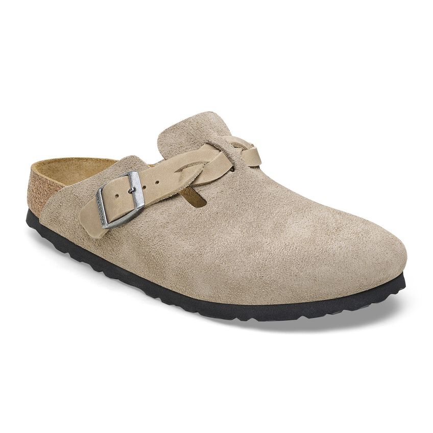 TAUPE BOSTON BRAID SUEDE LEATHER CLOG
