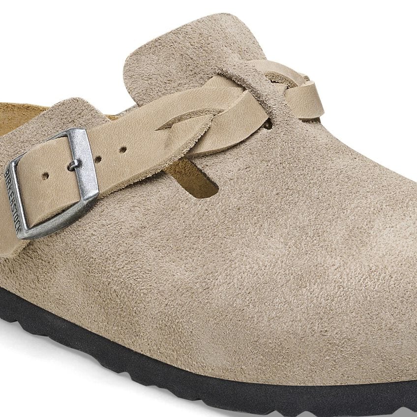 TAUPE BOSTON BRAID SUEDE LEATHER CLOG