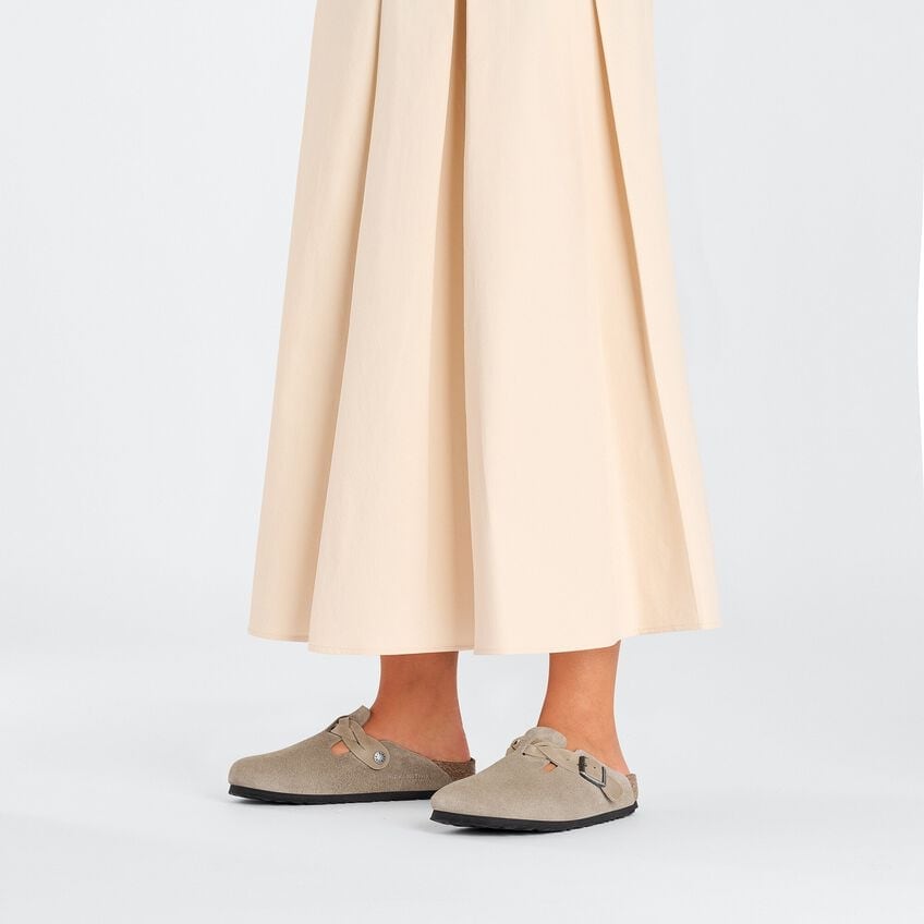 TAUPE BOSTON BRAID SUEDE LEATHER CLOG
