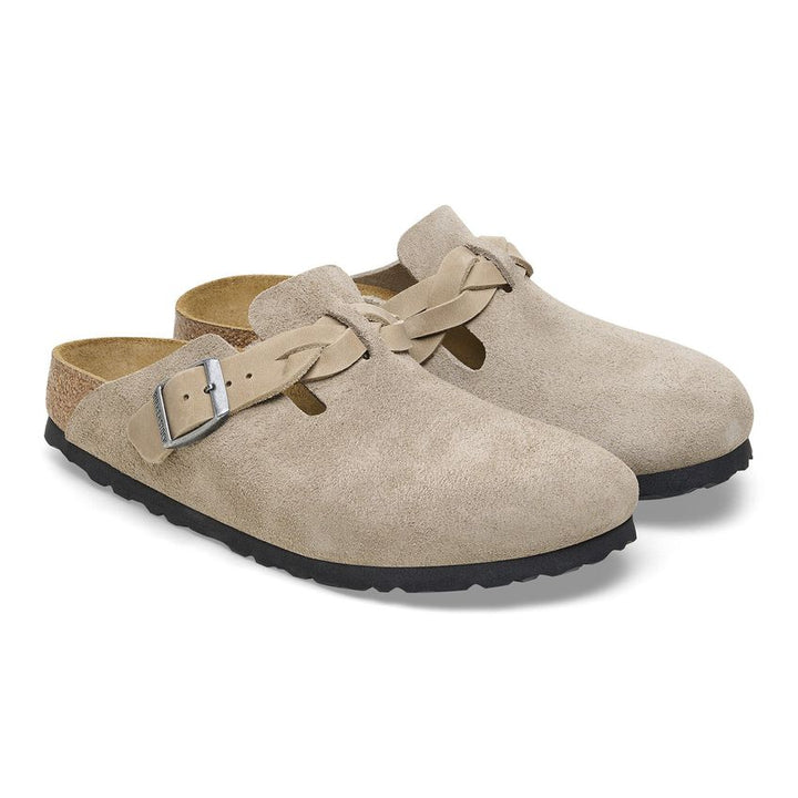 TAUPE BOSTON BRAID SUEDE LEATHER CLOG