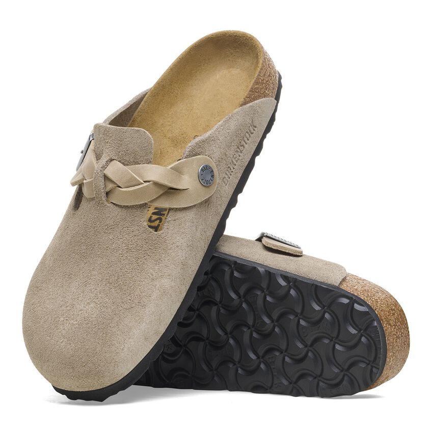 TAUPE BOSTON BRAID SUEDE LEATHER CLOG