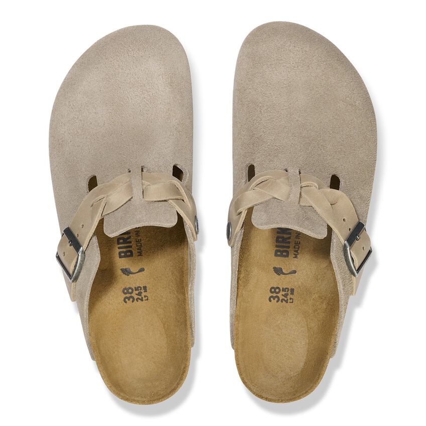TAUPE BOSTON BRAID SUEDE LEATHER CLOG