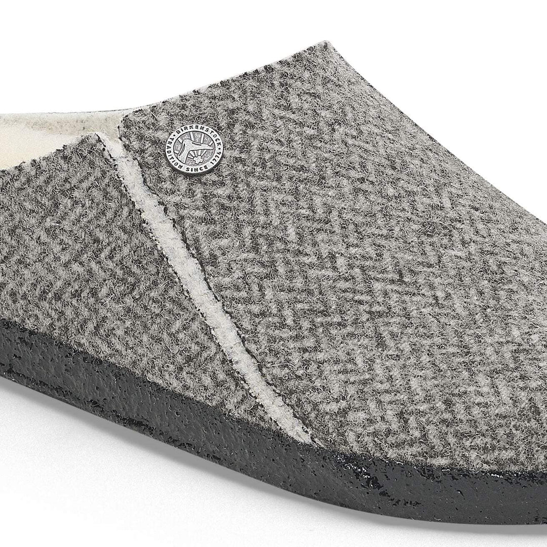 HERRINGBONE GREY ZERMATT WOOL SHEARLING SLIPPERS