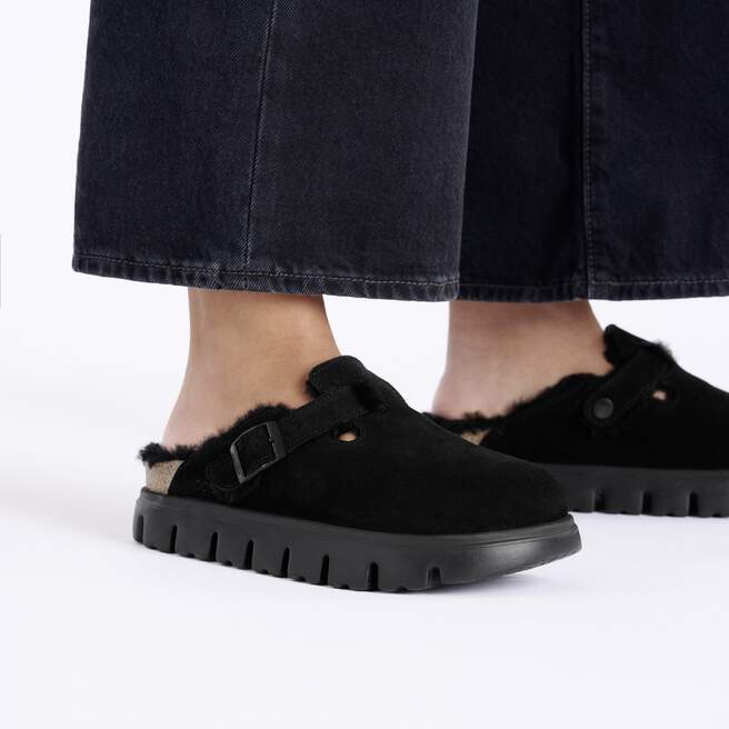 BLACK BOSTON CHUNKY SHEARLING SUEDE