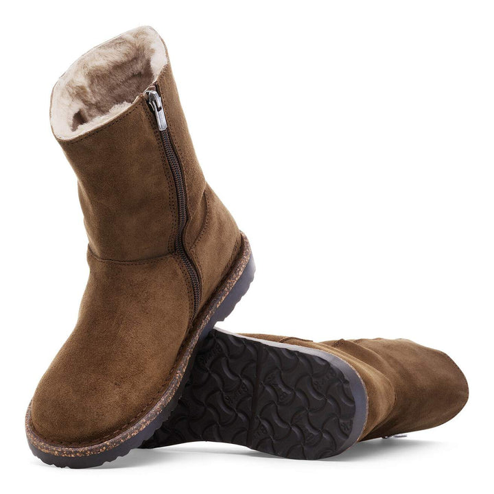 UPPSALA SHEARLING SUEDE DARK TEA BOOTS
