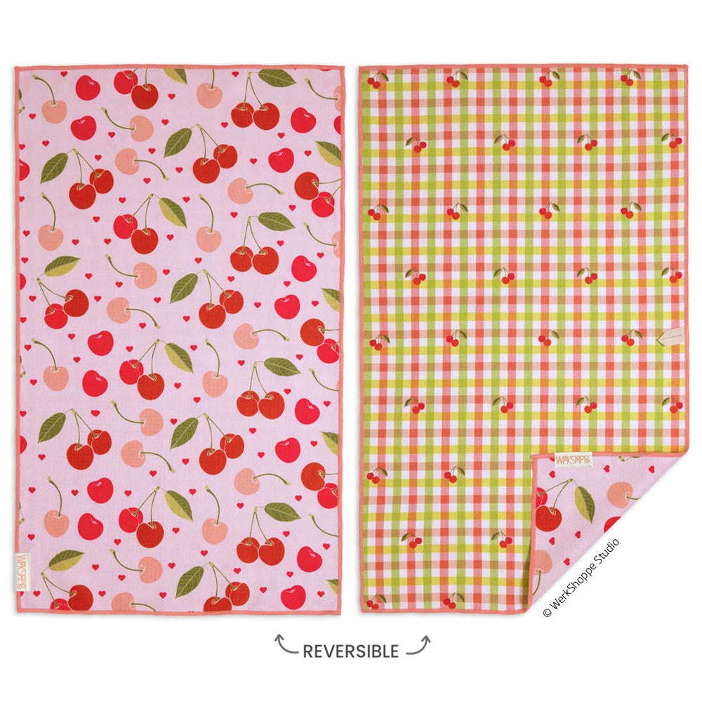 CHERRY HEARTS MICROFIBER KITCHEN TOWEL
