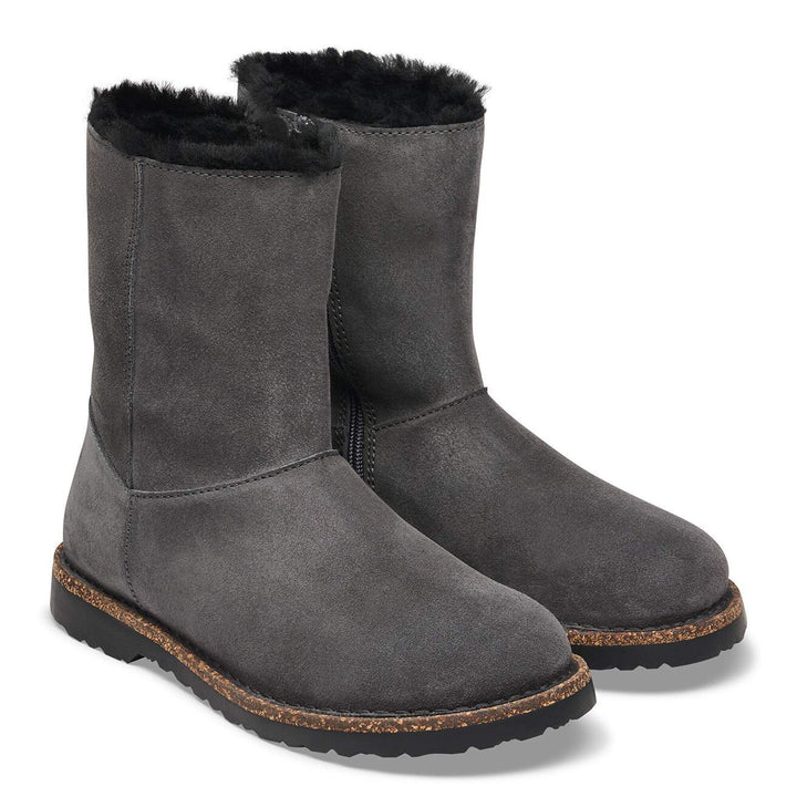UPPSALA CHARCOAL ZIP SHEARLING BOOTS