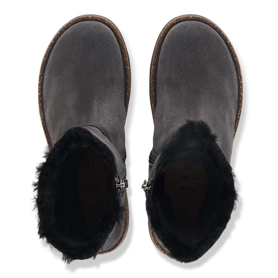 UPPSALA CHARCOAL ZIP SHEARLING BOOTS