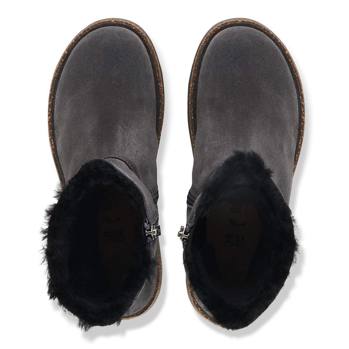 UPPSALA CHARCOAL ZIP SHEARLING BOOTS