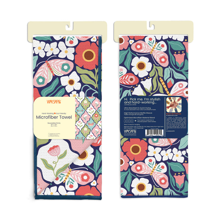 BOHO BUTTERFLIES MICROFIBER KITCHEN TOWEL
