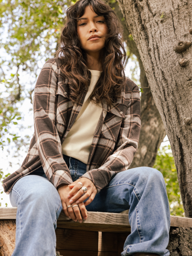 COFFEE & IVORY PLAID CASSIAN SHIRT