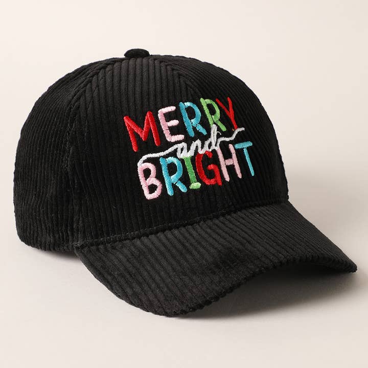 BLACK MERRY & BRIGHT CORDUROY HAT