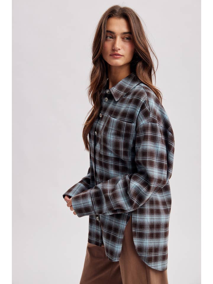 LEE CHOCOLATE PLAID RELAXED FIT SHIRT