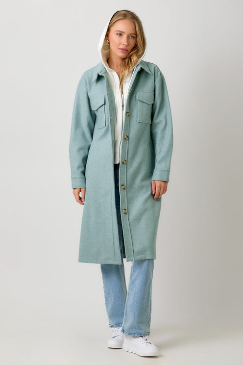 SEAFOAM AFTERNOON OUT TWOFER HOODED COAT
