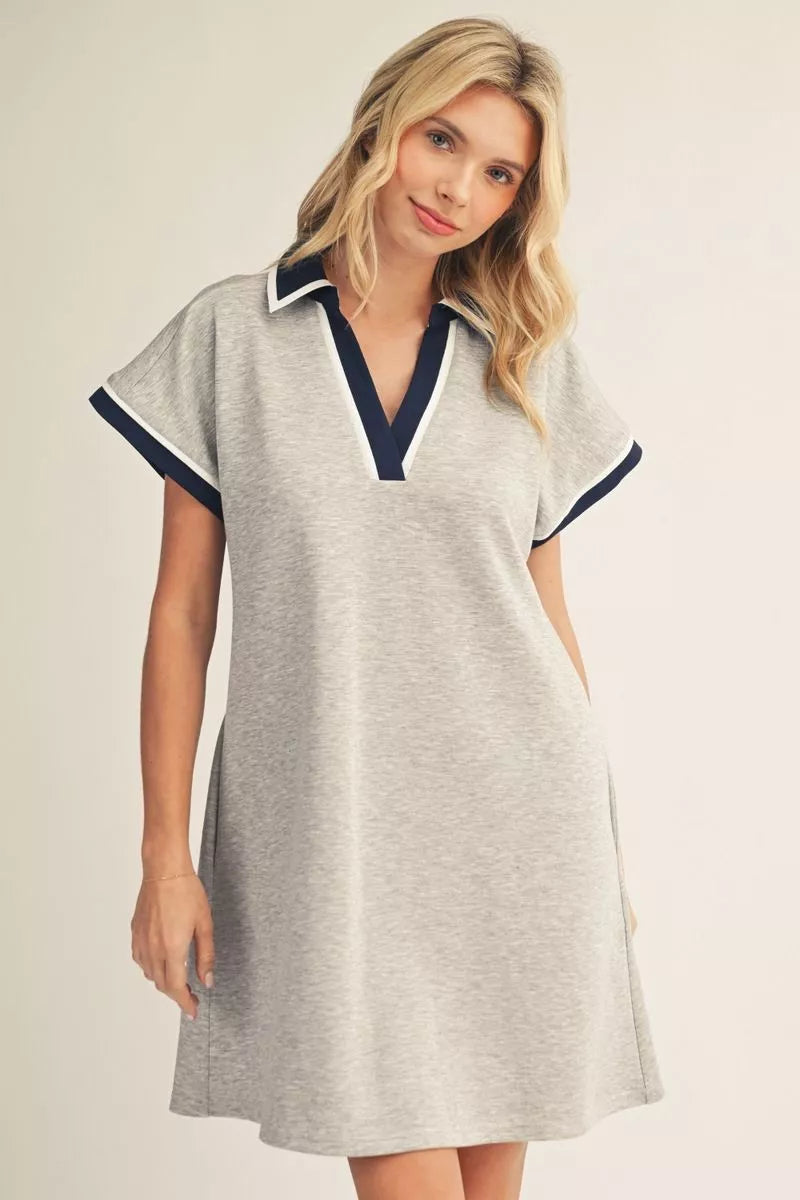 ALL PRO SPORT GREY KNIT POLO COLLAR DRESS – Wilkins & Olander