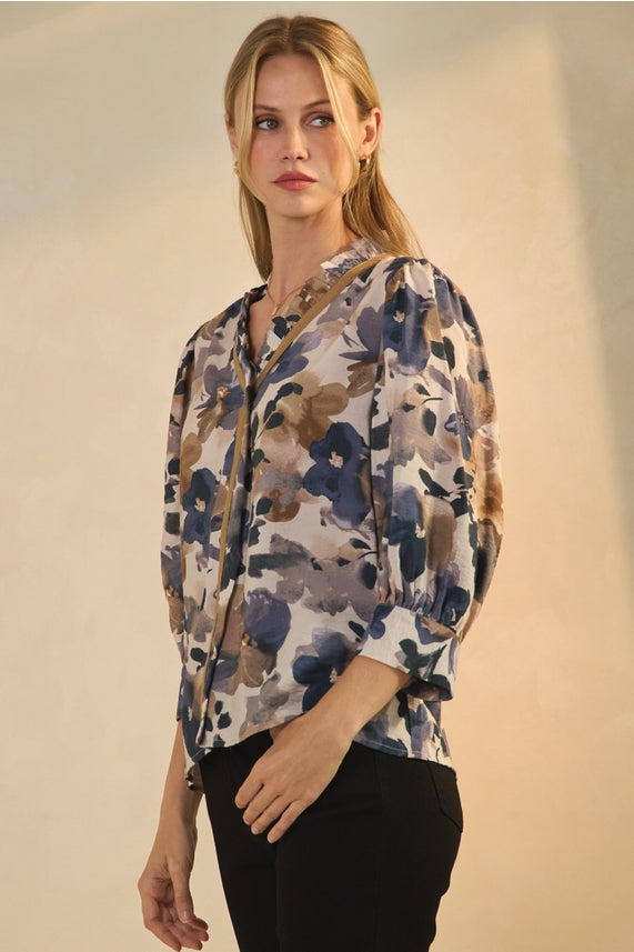 SHANIA FLORAL 3/4 SLEEVE BLOUSE
